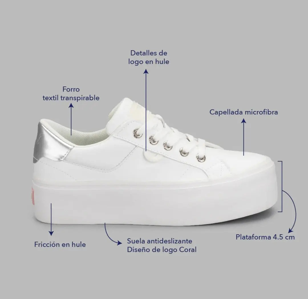 Tenis Aiko white /Silver MokaBoutiqueCR