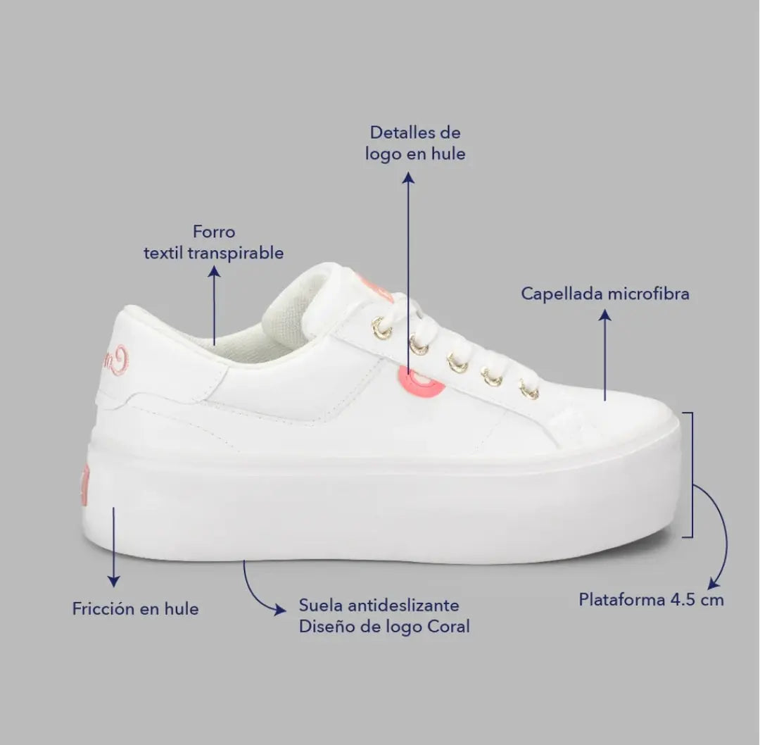 Tenis Coral Aiko White MokaBoutiqueCR