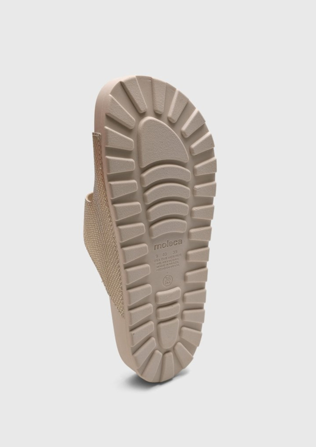 Sandalia Moleca Flat blanco , detalles dorados