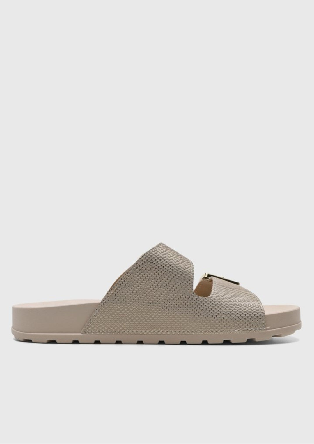 Sandalia Moleca Flat blanco , detalles dorados