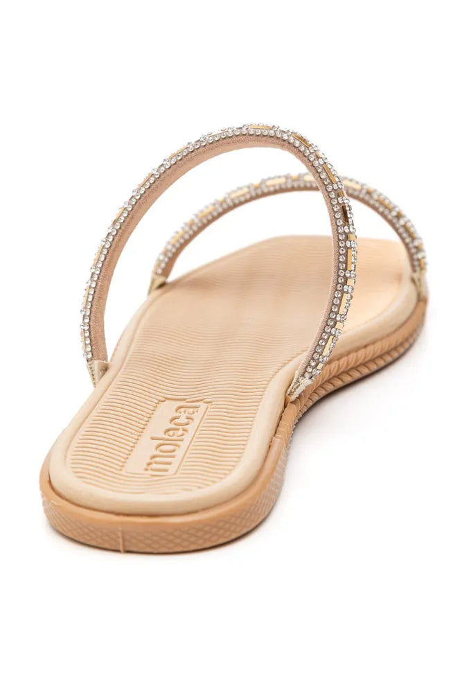 Sandalia Flat Moleca Cristal/Dorado