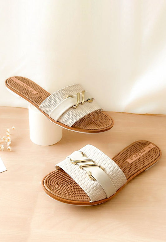 Sandalia Flat Moleca Blanco Off