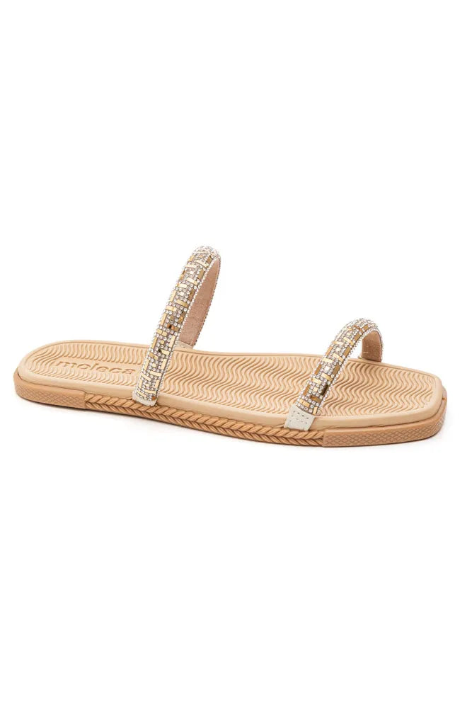 Sandalia Flat Moleca Cristal/Dorado