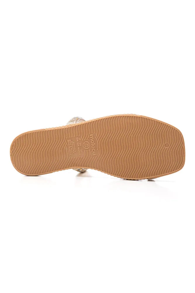 Sandalia Flat Moleca Cristal/Dorado