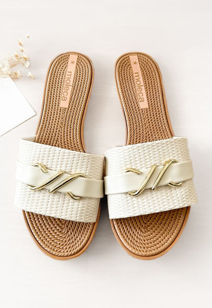 Sandalia Flat Moleca Blanco Off
