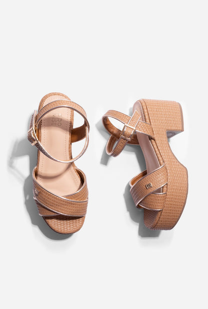 Sandalia Promise Missie Camel Raffia