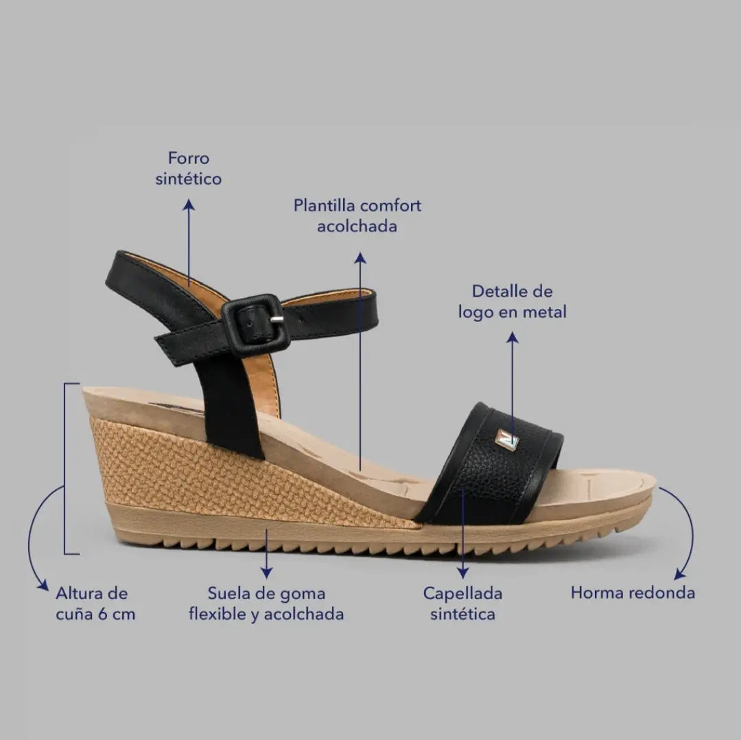Sandalia Natural confort Celian color negro MokaBoutiqueCR