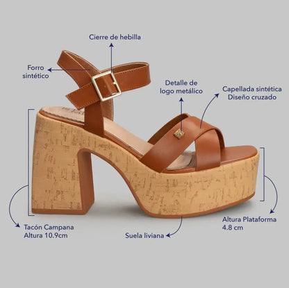 Sandalia Onda Promise Camel MokaBoutiqueCR
