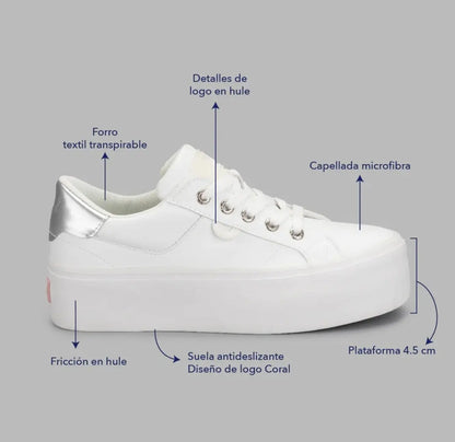 Tenis Aiko white /Silver MokaBoutiqueCR