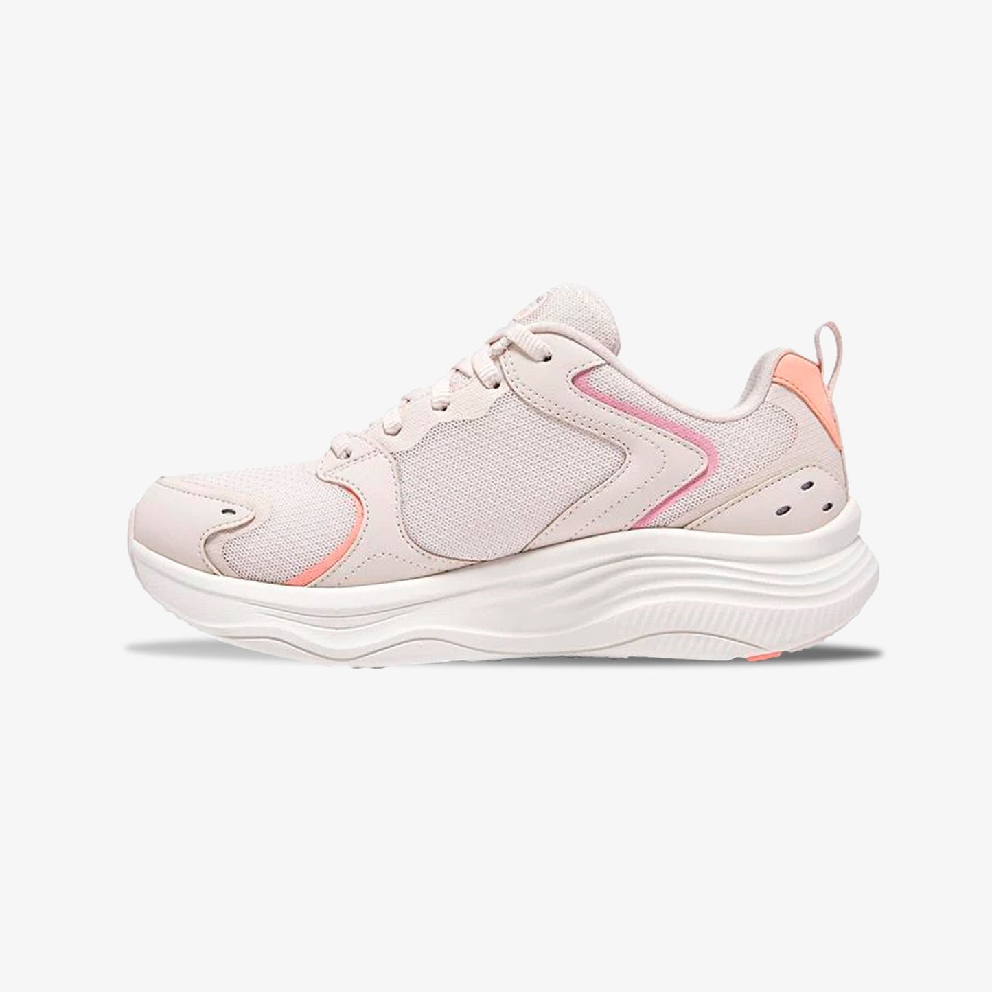 Tenis Skechers D Lux Fitness Mujer Beige Rosado MokaBoutiqueCR