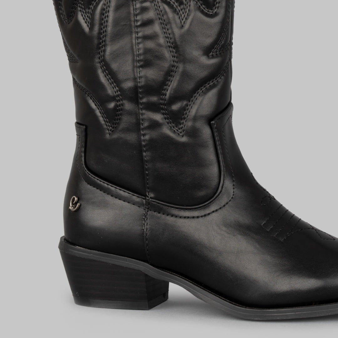 Botas Howdy All Black Pu - MokaBoutiqueCR