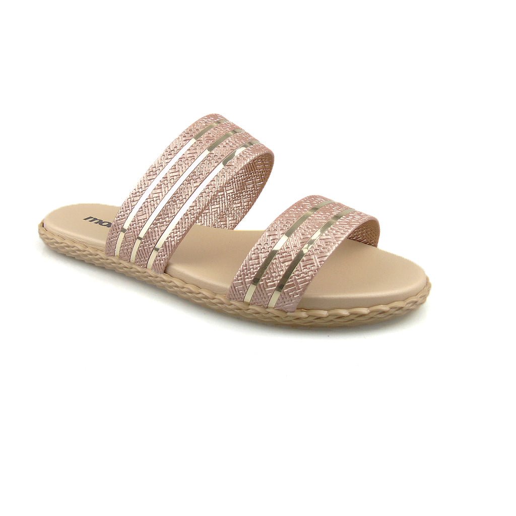 Sandalia Flat nude con Dorado - MokaBoutiqueCR