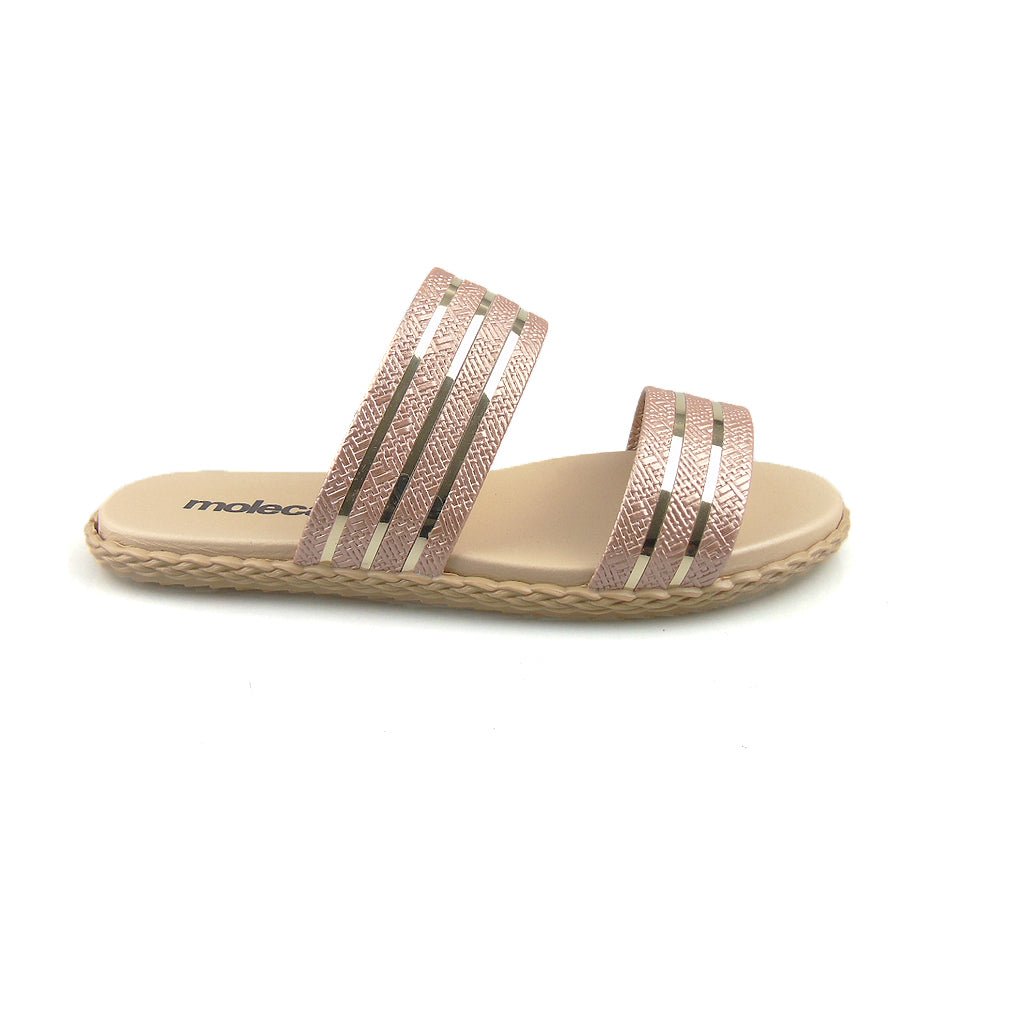 Sandalia Flat nude con Dorado - MokaBoutiqueCR